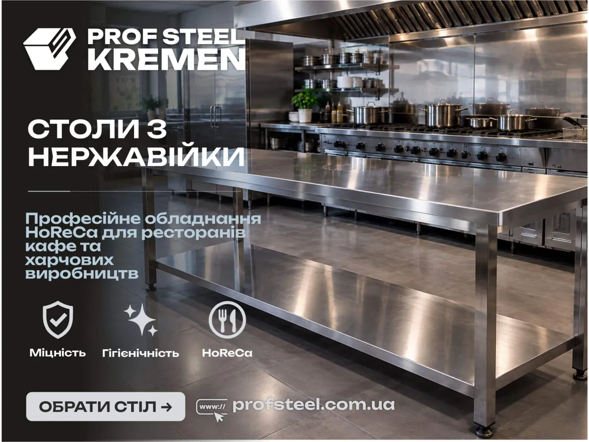 Столи та меблі з нержавійки для HoReCa — Prof Steel